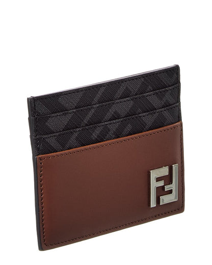 Fendi Ff Squared Leather Card Holder