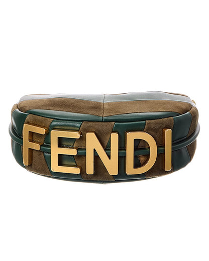 Fendi Fendigraphy Mini Leather & Suede Hobo Bag