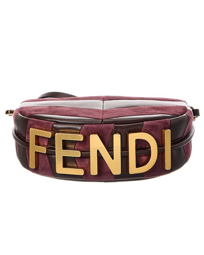 Fendi Fendigraphy Mini Leather & Suede Hobo Bag