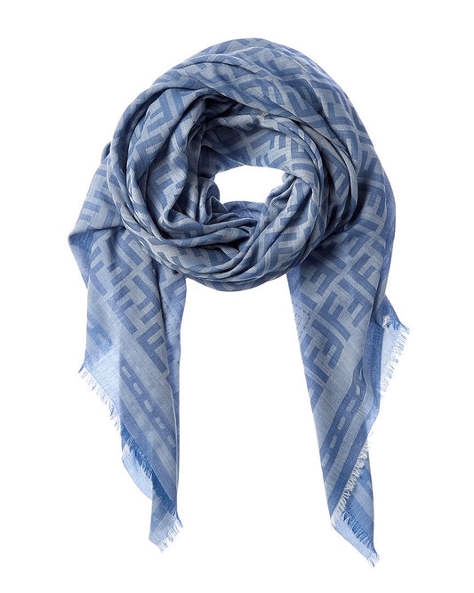 Fendi Ff Wool Shawl, Blue