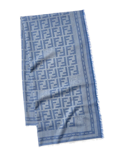 Fendi Ff Wool Shawl, Blue