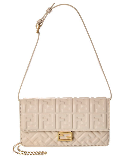 Fendi Baguette Ff Leather Wallet On Chain