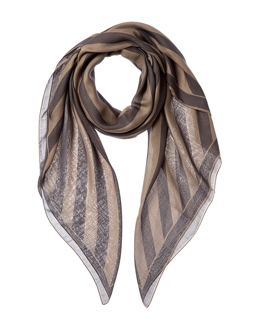Fendi Striped Silk & Wool-Blend Scarf