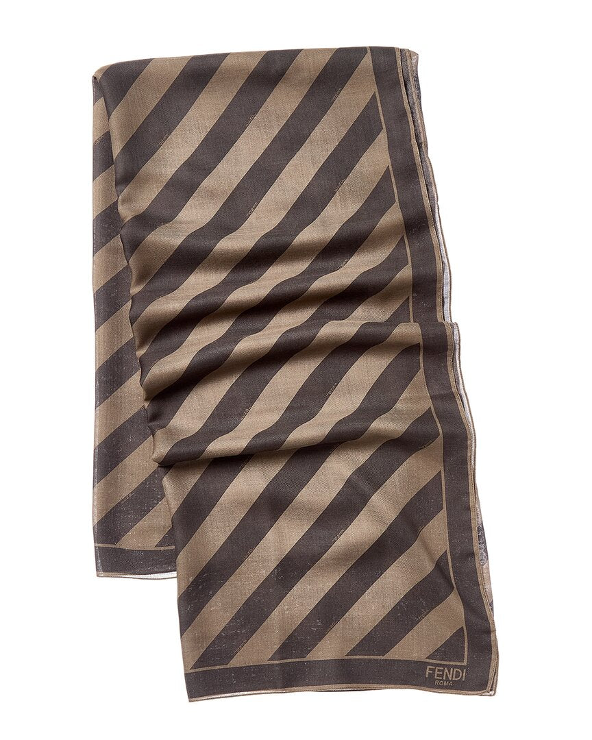 Fendi Striped Silk & Wool-Blend Scarf