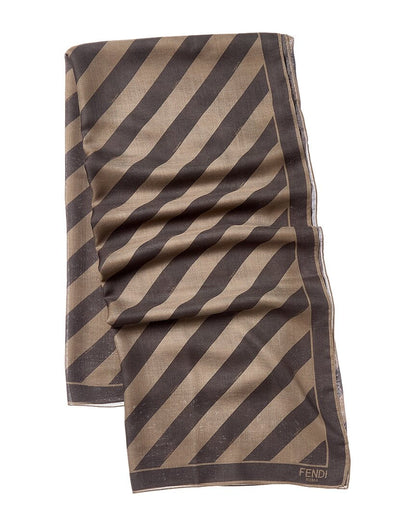 Fendi Striped Silk & Wool-Blend Scarf