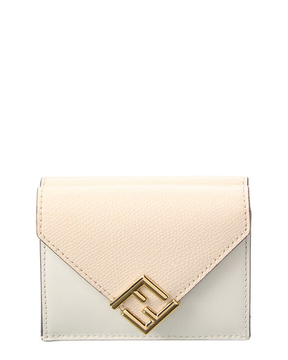 Fendi Ff Diamonds Leather Wallet, White