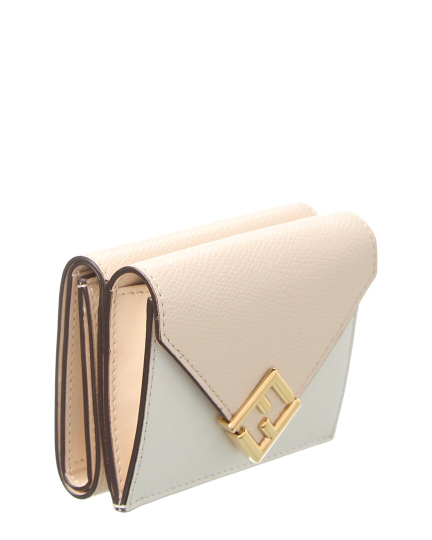Fendi Ff Diamonds Leather Wallet, White