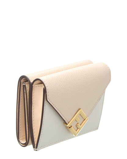 Fendi Ff Diamonds Leather Wallet, White