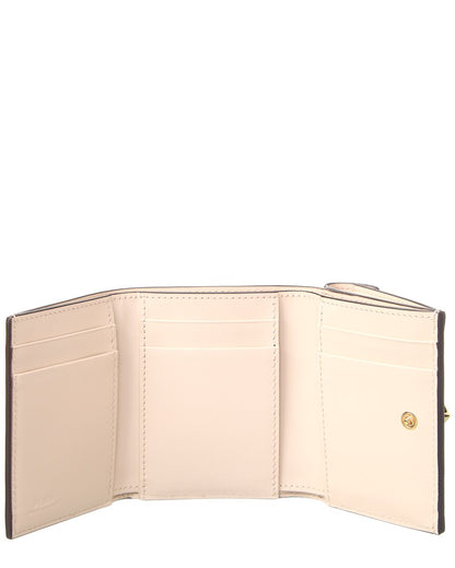 Fendi Ff Diamonds Leather Wallet, White
