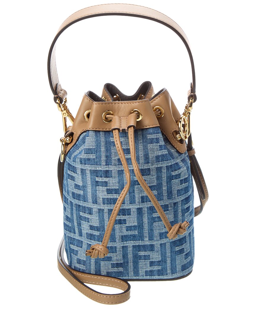Fendi Mon Tresor Mini Ff Denim & Leather Bucket Bag