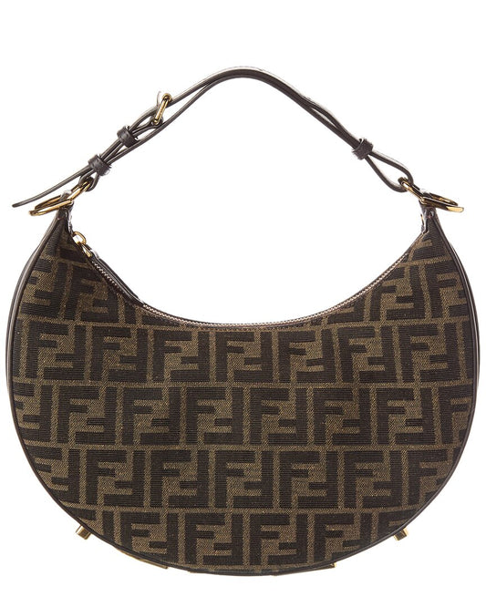 Fendi Fendigraphy Small Ff Jacquard & Leather Hobo Bag