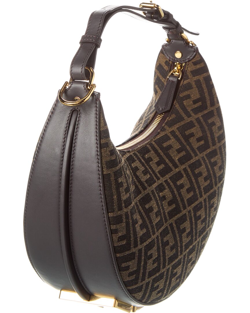 Fendi Fendigraphy Small Ff Jacquard & Leather Hobo Bag, Brown