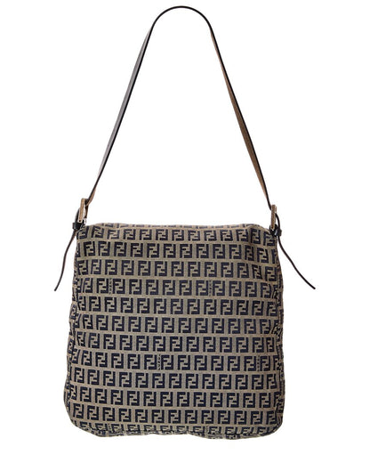 Fendi Blue Zucca-Print Canvas Mamma Baguette ( )