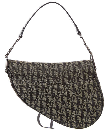 Dior Black Canvas Oblique Saddle Bag ( )