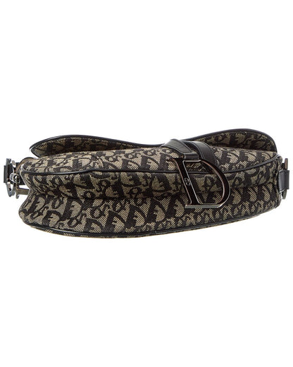 Dior Black Canvas Oblique Saddle Bag