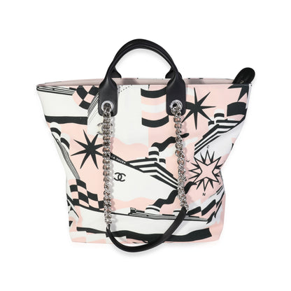 Chanel Canvas Black White Pink Tote