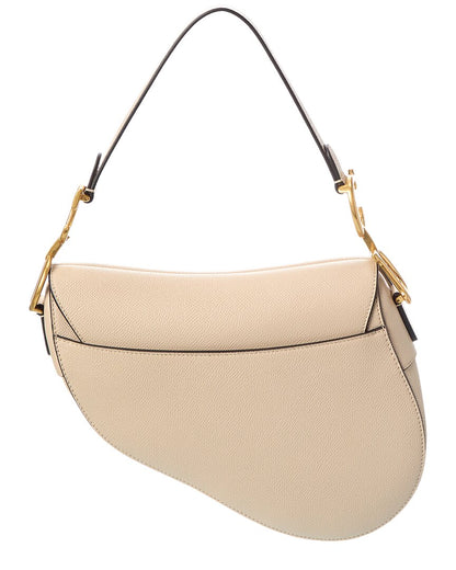 Dior Cd Signature Leather Saddle Bag Beige