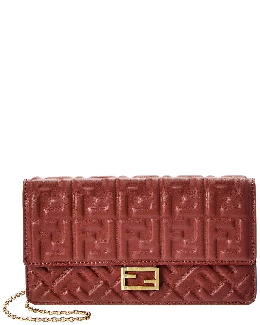 Fendi Baguette Ff Leather Wallet On Chain