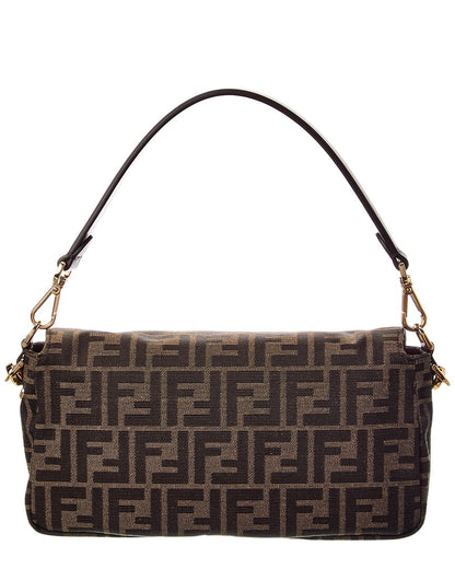 Fendi Baguette Ff Jacquard & Leather Shoulder Bag