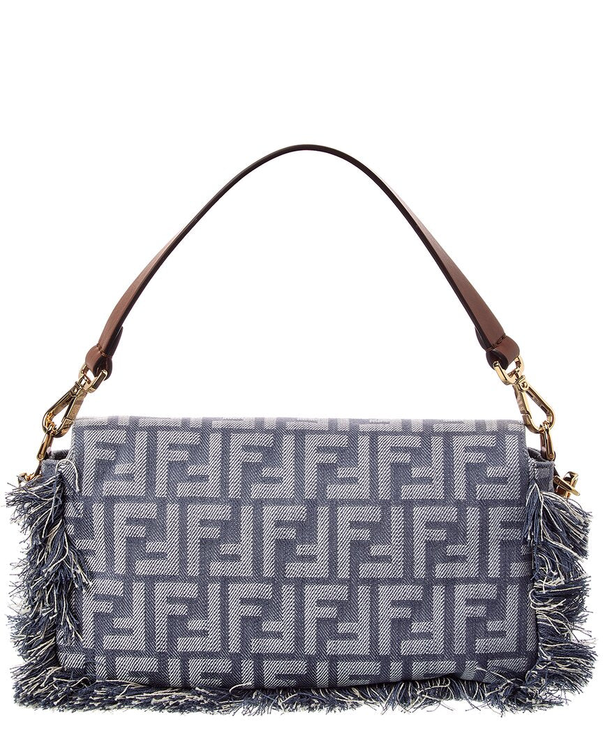 Fendi Baguette Ff Denim & Leather Shoulder Bag