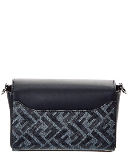 Fendi Squared Ff & Canvas Shoulder Bag