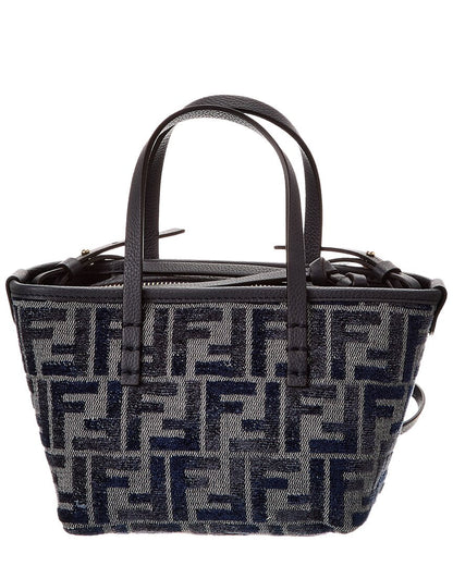 Fendi Roll Mini Ff Canvas & Leather Tote