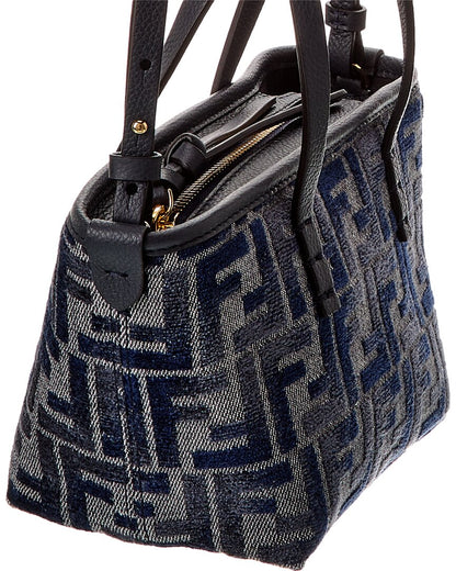 Fendi Roll Mini Ff Canvas & Leather Tote
