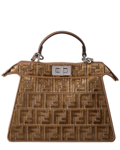 Fendi Peekaboo Iseeyou Small Ff Jacquard Velvet & Leather Satchel