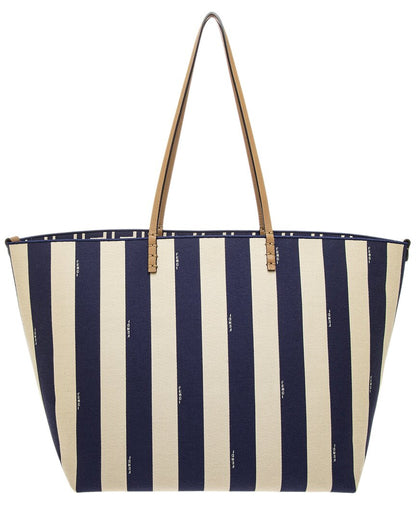 Fendi Roll Large Leather-Trim Tote