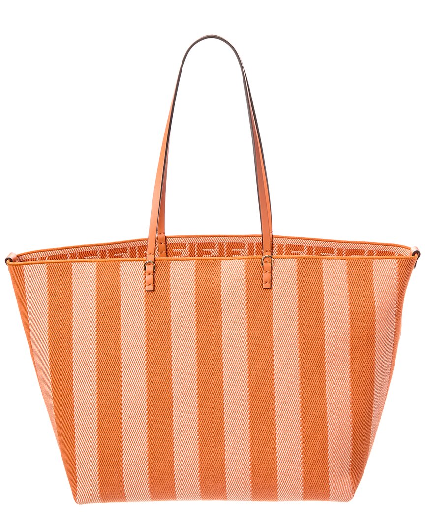 Fendi Roll Large Ff Canvas & Leather Tote