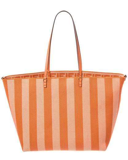 Fendi Roll Large Ff Canvas & Leather Tote