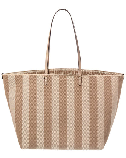 Fendi Roll Large Ff Canvas & Leather Tote