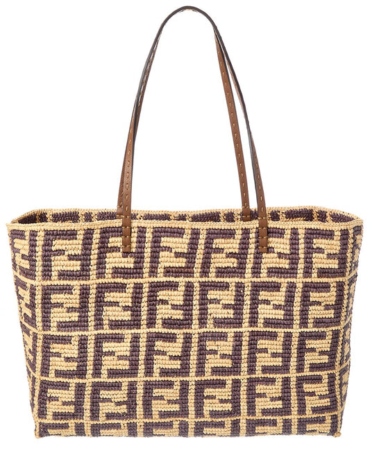 Fendi Roll Large Ff Raffia Tote