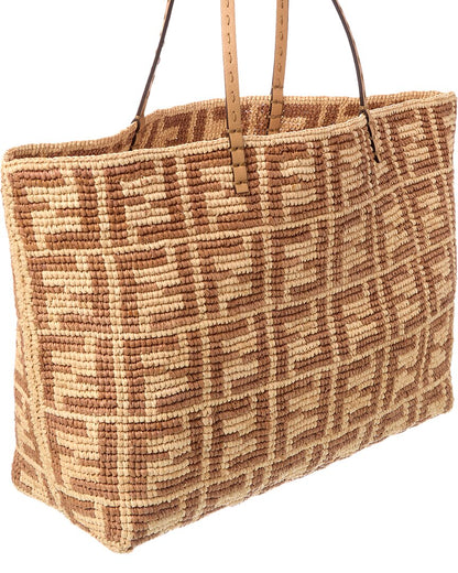 Fendi Roll Large Ff Raffia Tote