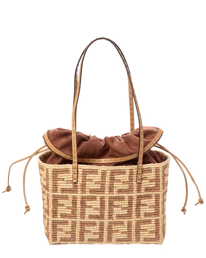 Fendi Roll Mini Ff Raffia Tote