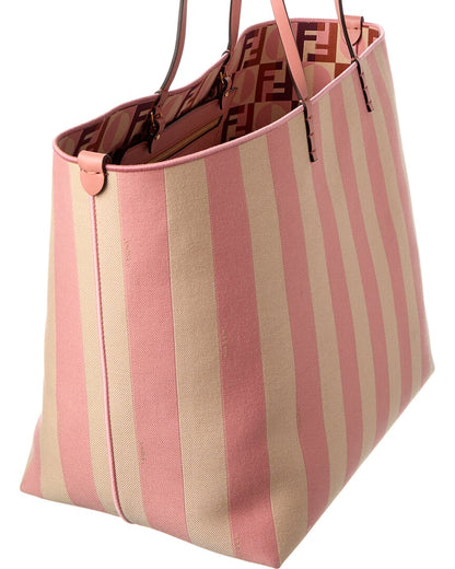 Fendi Roll Large Canvas & Leather Tote