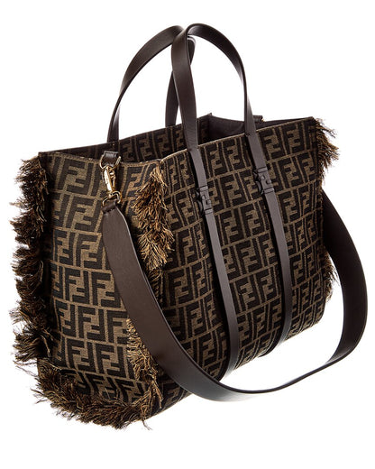 Fendi Summer Ff Jacquard & Leather Tote