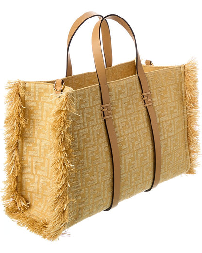 Fendi Summer Jacquard & Raffia Tote
