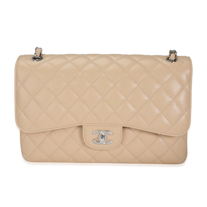 Chanel Flap Classic Quilted Caviar Beige Shoulder Bag