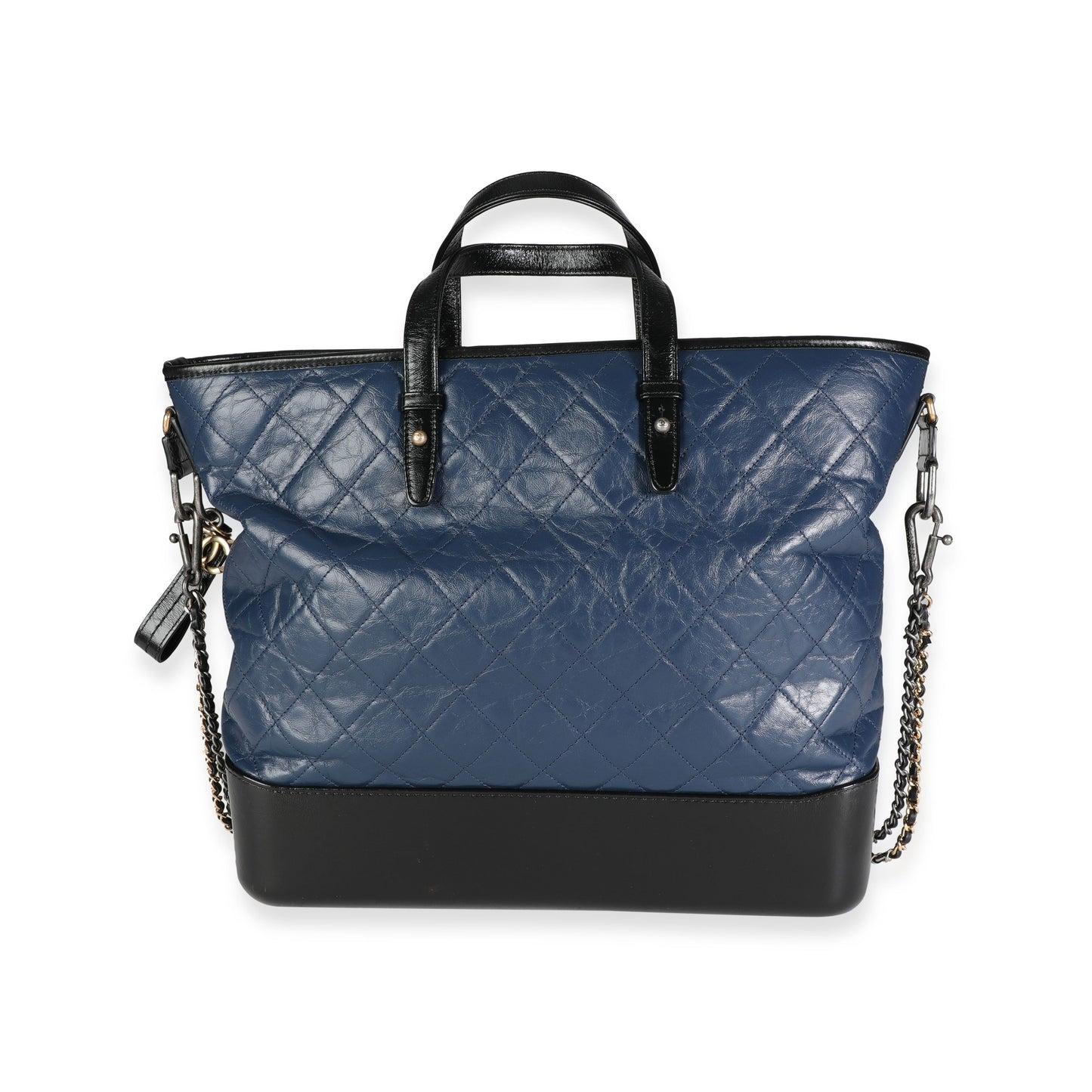Chanel Gabrielle Large Quilted Calfskin Black Blue Tote
