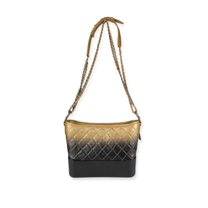 Chanel Gabrielle Medium Quilted Black Gold Shoulder Bag