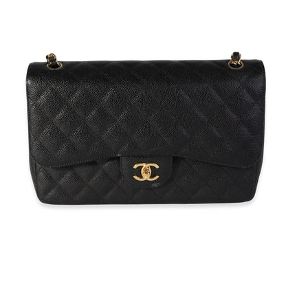 Chanel Flap Classic Quilted Caviar Black Shoulder Bag