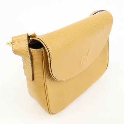 FENDI Logo Leather Shoulder Bag Crossbody Bag Yellow