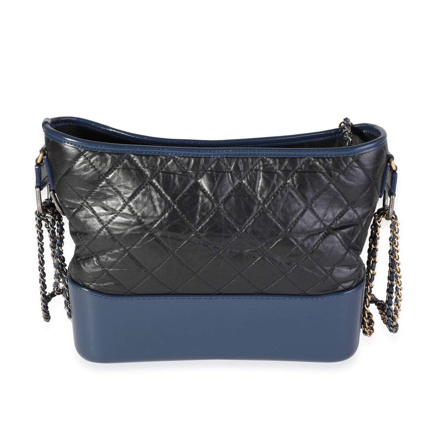 Chanel Gabrielle Large Quilted Calfskin Black Blue Aged Calfskin Shoulder Bag