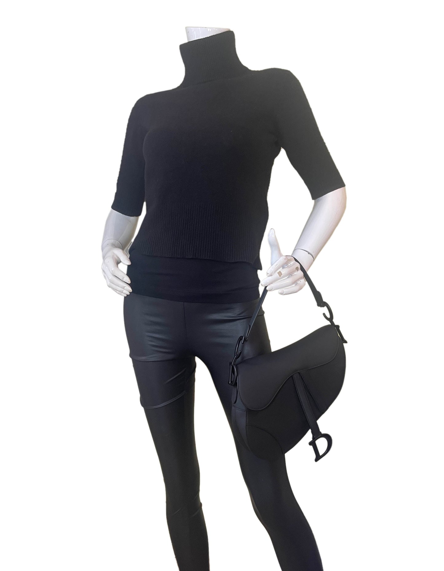 Christian Dior Black On Black Ultramatte Calfskin Leather Saddle Bag