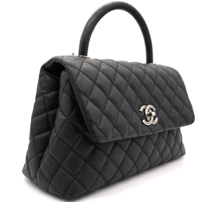 Chanel Black Caviar Leather Medium Coco Top Handle Bag