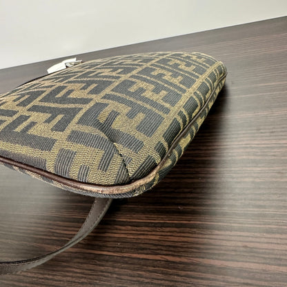 FENDI Zucca Mamma Baguette Shoulder Bag Canvas Leather LB123009