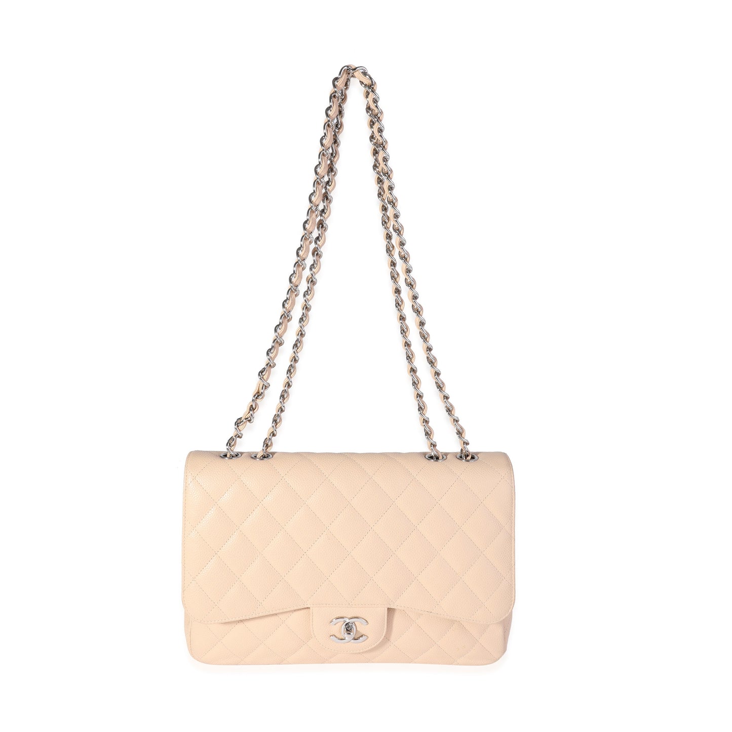 Chanel Flap Classic Quilted Caviar Beige Shoulder Bag Style 3