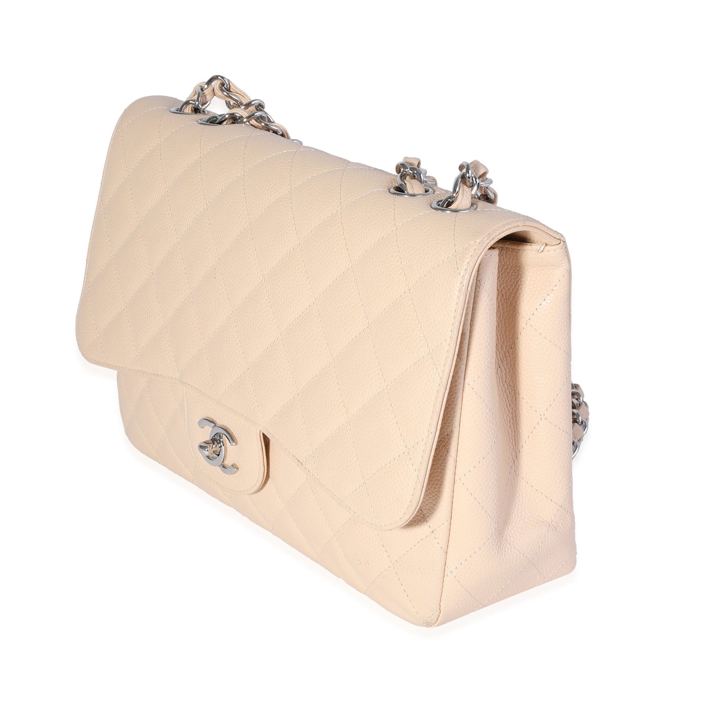 Chanel Flap Classic Quilted Caviar Beige Shoulder Bag Style 2