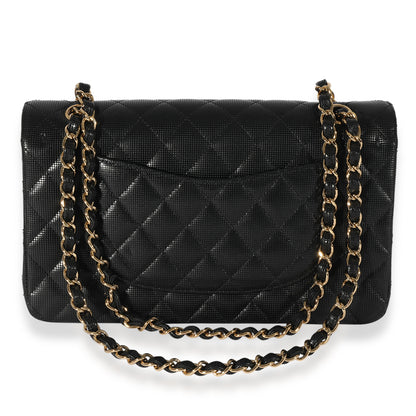 Chanel Black Quilted Perforated Lambskin Medium Classic Double Flap Bag